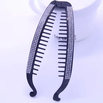 Hair Jewelry Banana Barrettes Fish Hair Claw Clips Hairpins Black Rhinestone Hair Accessories for Women Clips Clamp New 