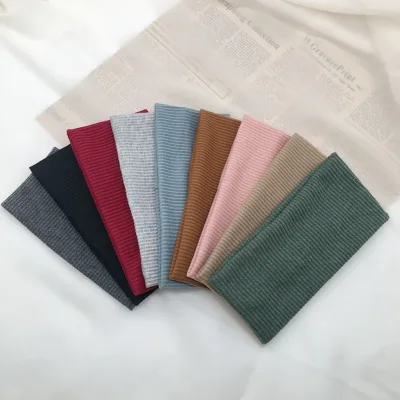Wide Knitted Elastic Sport Yoga Headband Solid Colour Women