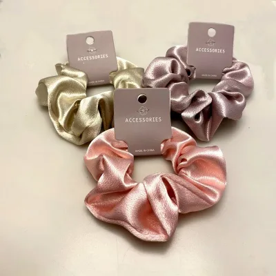 Satin Silk Scrunchie Hair Tie Elastic Band Black Fashion Women