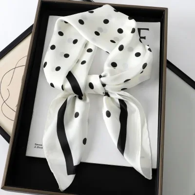 Lady Hair Dot Scarf Female Silk Square Scarves Head Wraps for Women Bandana Fashion Foulard Shawls Female Neckerchief Su