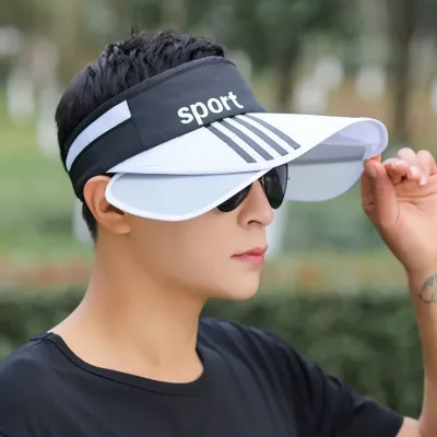 Men's Retractable Sun Visor Cap with Striped Design