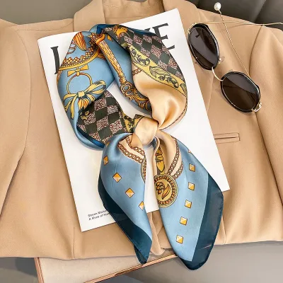 Luxury Satin Silk Square Scarf Hijab Shawl Bandana Hair Ribbon