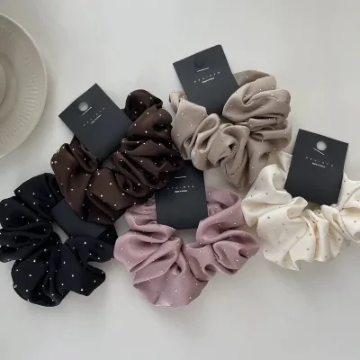 Korean Solid Color Crystal Satin Scrunchies Elastic Silk Hair Bands For Women Ponytail Black Hair Ties Girls Hair Access
