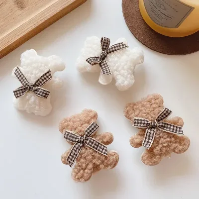 2pcs Toddlers Bear Cute Hair Pins for Children Kids Babies Handmade Girls Hair Clips Fashion Hair Accessories Barrettes 