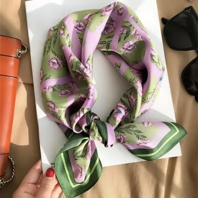 2025 Luxury Silk Skinny Scarf Bag Handle Ribbon Ladies little cat Print Headband Small Hair Scarves Band Female handkerc