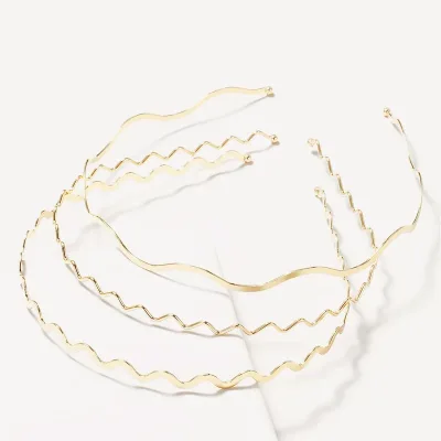 Simple Gold Ripple Metal Hairbands Elegant Wave Headbands Fashion Women Crown Head Hoop Hair Styling Headwear Accessorie