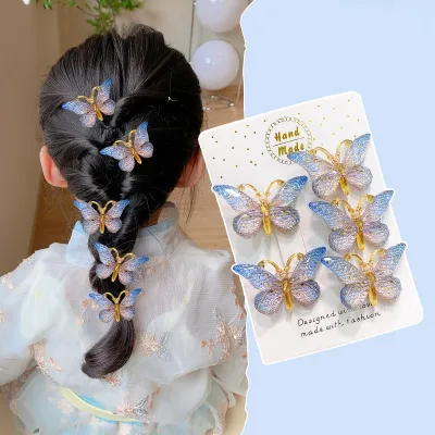 5PCS Sweet Stereoscopic Color Gradient Cute Baby Hairpins Kids Hair Clips Children Headwear Princess Barrette Girls Acce