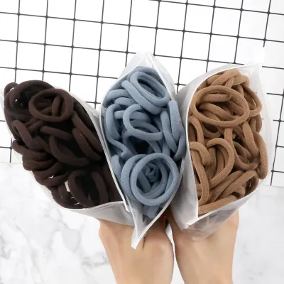 50Pcs/Set Hair Ties Colorful Elastic Rubber Band Hair Accessories For Woman Girls Kids Ponytail Holder Seamless Thick Sc