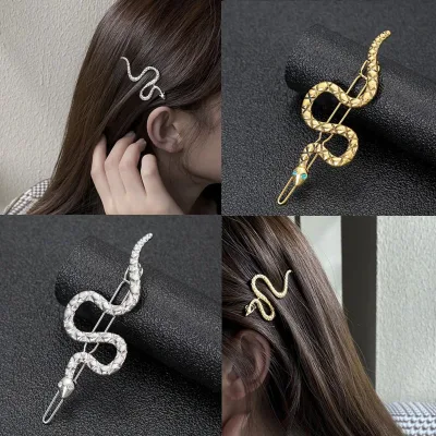 2023 Retro Snake Metal Rhinestone Hairpins Woman Girl Hair Clips Pin Barrettes Accessories Hairclip Headdress Headwear H