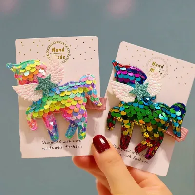 Kawaii Cartoon Unicorn Hairpins Children Girls Kids Baby Cute Hair Clips Pin Barrettes Accessories Hairclip Headdress He