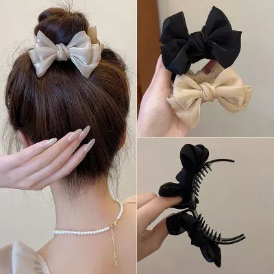Satin Bow Hair Clips
