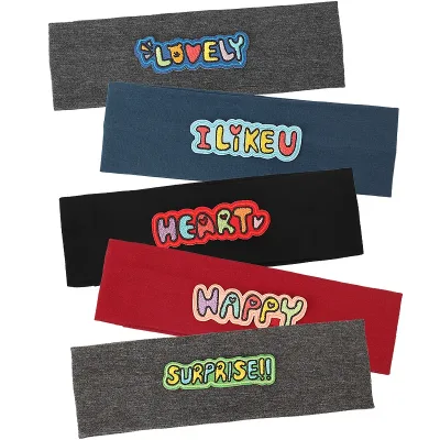Geebro Newborn Candy Color Turban Letters Headband Baby Girls Cotton Elastic Cute Soft Hair Band Headbands Hair Accessor