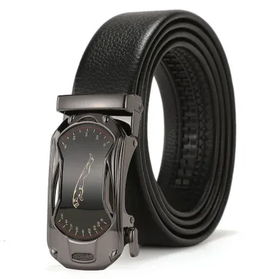 Business Leisure Alloy Automatic Buckle PU Leather Belt for Men's Jeans Fashion High Quality Waist Male Strap Belts Blac