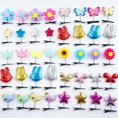50-Pack Sequin Star and Animal Duckbill Hair Clips for Girls