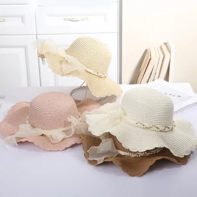 Sun hats Spring And Summer Women Hat Sunscreen Beach Fisherman's Straw Hat, Large brim, Bamboo Hat, Bowtie Fashion Outdo