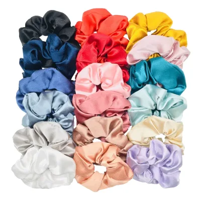 10/5pcs/lot Accessoires Women Girls Silky Satin Hair Scrunchies Solid Elastic Elegant Rubber Band Headwear Holder Scrunc