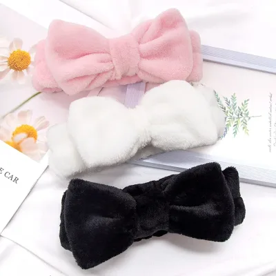 Coral Fleece Spa Bow Headband for Washing Face and Makeup
