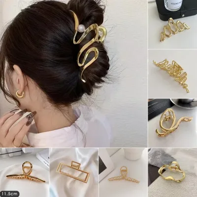 Elegant Geometric Wave Metal Gold Silver Hair Claw Clip For Women Accessories Large Punk Crab Jaw Clamps Hairgrip Headdr