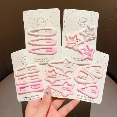 Coffee Geometric Star Pink Hair Clips Set of 3 or 6