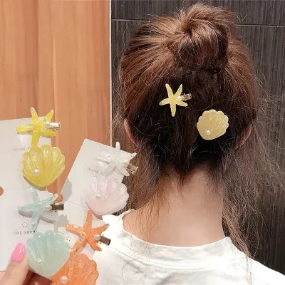 Cute Starfish Faux Pearl Hair Clips Elegant Girls Side Clips For Women Hairpins Summer Beach Holiday Barrettes Hair Acce