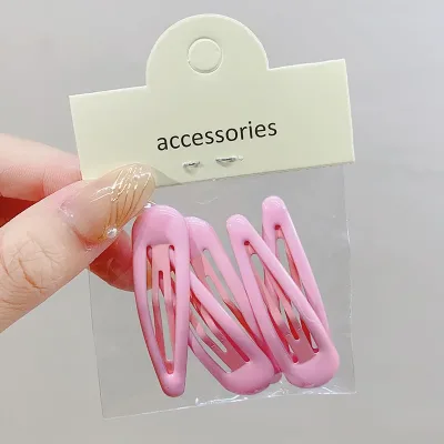 5pcs/set bagged Cute Solid Waterdrop Shape Hair Clips For Girls BB Side Hairpins Basic Barrettes Kids Fashion Hair Acces