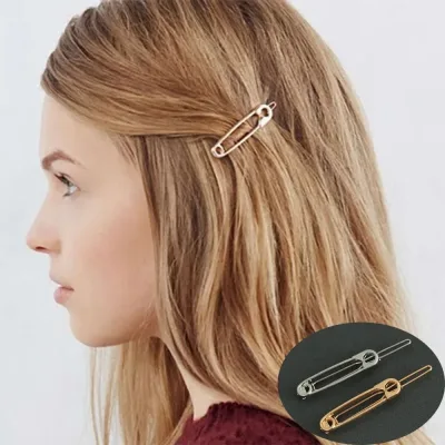 Geometric Metal Clip for Women Girl Chic Safety Pin Hairpins Brooch Pin Shape Barrettes Stylish Hair Accessories Jewelry