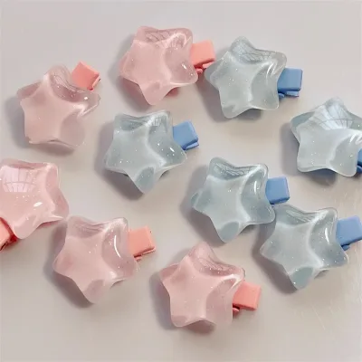5 Pcs/Lot Girls Mini Star Hair Clip Blue Pink Clear Star Hairpin Cute Barrettes Snap Clip For Women Accessories