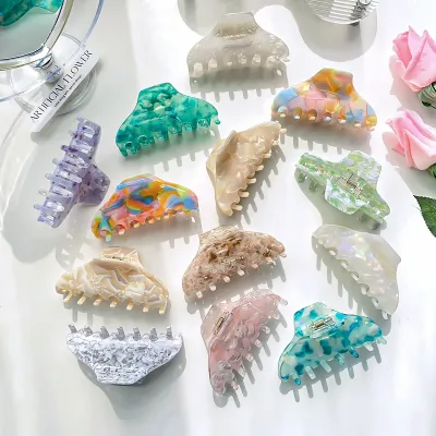 Large 10cm Acetate Print Hair Claw Clip