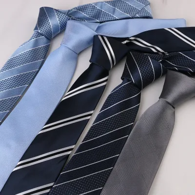 Slim 6cm Stripe Plaid Floral Woven Polyester Tie for Men