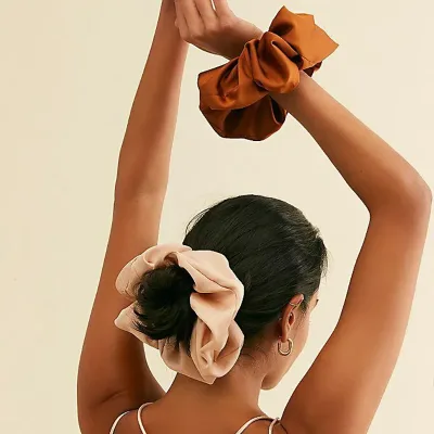 Oversized Satin Scrunchie Solid Colour Ponytail Holder