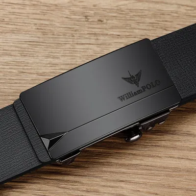 Simple men's cowhide belt with automatic buckle business belt, personalized and versatile casual belt