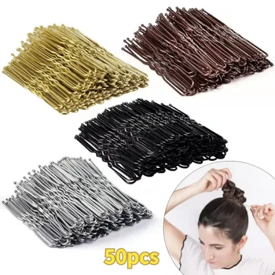 50-Pack U-Shape Metal Bobby Pins Waved Hair Grips Bridal
