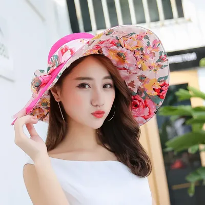 Women's Hat New Spring and Summer Women Travel Sunblock Casual Collapsible Beach Hat Big Brimmed Sun Hat Panama Women's 