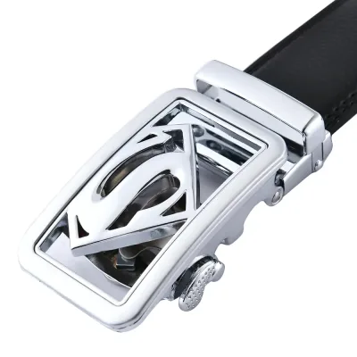 Genuine Leather Automatic Buckle Men's Jeans Belt 3.5cm