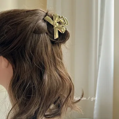 Minimalist Bowknot Metal Shark Clip Back-of-Head Barrette