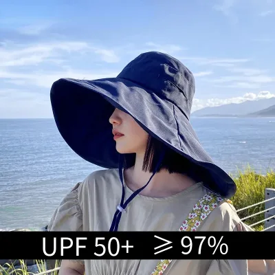 Wide Brim UPF 50+ Sun Hat Women Anti-UV Protection Hiking Fisherman Cap Fold Summer Solid Beach Hat 2023 Double sided Su