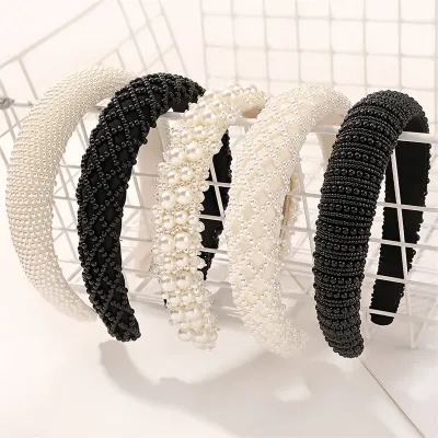 Luxury Pearl Wide Headband Fashion Hair Hoop Women Girls