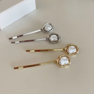 Korean Irregular Pearl Alloy Hairpin Bang Clip Exquisite Side Barrette
