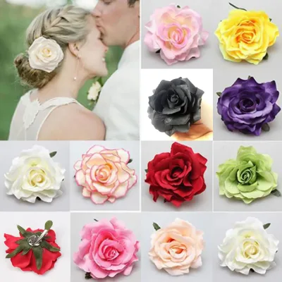 Red Rose Bridal Hair Clips