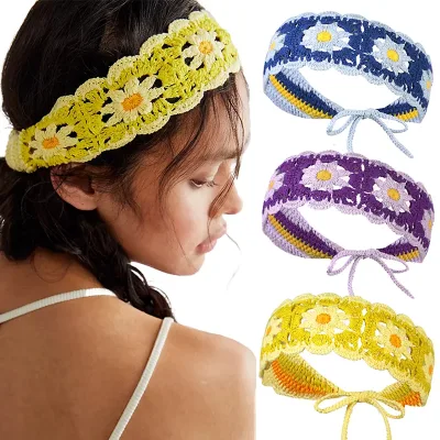 Crochet Flower Hair Band Headbands Knitting Flower Hairband for Women Bandanas Headwear Fashion Girls Headband Hair Acce
