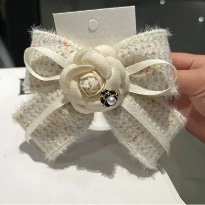 Handmade Fabric Camellia Flower Bow Hair Clips Barrettes Headdress Spring Clip Ponytail Hair Accessories for Women Girls