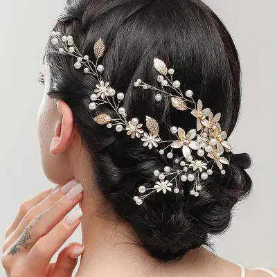 Crystal Pearl Hair Belt for Weddings