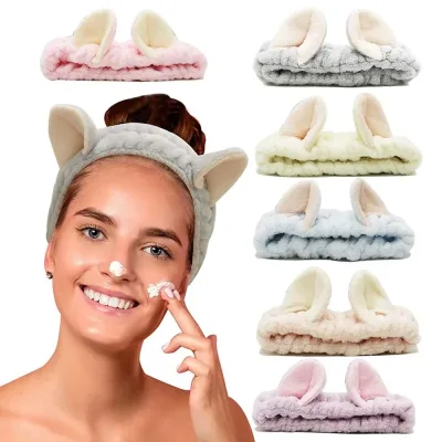 Cute Cat Ears Coral Fleece Spa Headband for Face Wash Makeup
