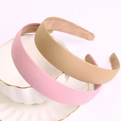 Satin Covered Headband Plain Hair Band Non-slip Ribbon Hairband for Women Girls DIY Hair Accessories Band Tiara
