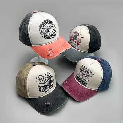 Motorcycle Sunshade Men Women Baseball Hats Cotton American Style Retro Contrasting Colors Fashion Snapback Caps Versati
