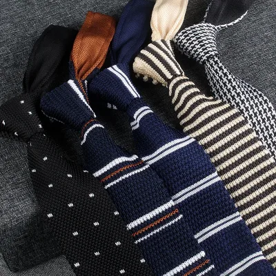 New Knit Ties Casual Skinny Necktie For Party Boys Girls Knitted Striped Neck Tie Wedding Necktie For Groom Neck Wear Fo