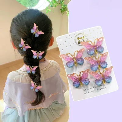 5PCS Sweet Stereoscopic Color Gradient Cute Baby Hairpins Kids Hair Clips Children Headwear Princess Barrette Girls Acce