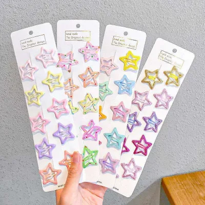 10PCS New Fashion Girls Colorful Star Waterdrop Shape Cute Hairpins Kids Sweet Hair Ornament Clip Barrettes Hair Accesso