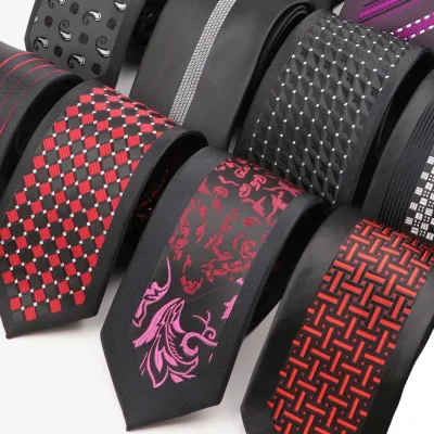 Men's Polyester Geometric Necktie Polyester Purple Black Tie Skinny Tuxedo Suit Shirt Gifts For Wedding Party Men Access