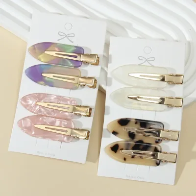 8-Piece Leopard Print Acetate Duckbill Clip Set for Women